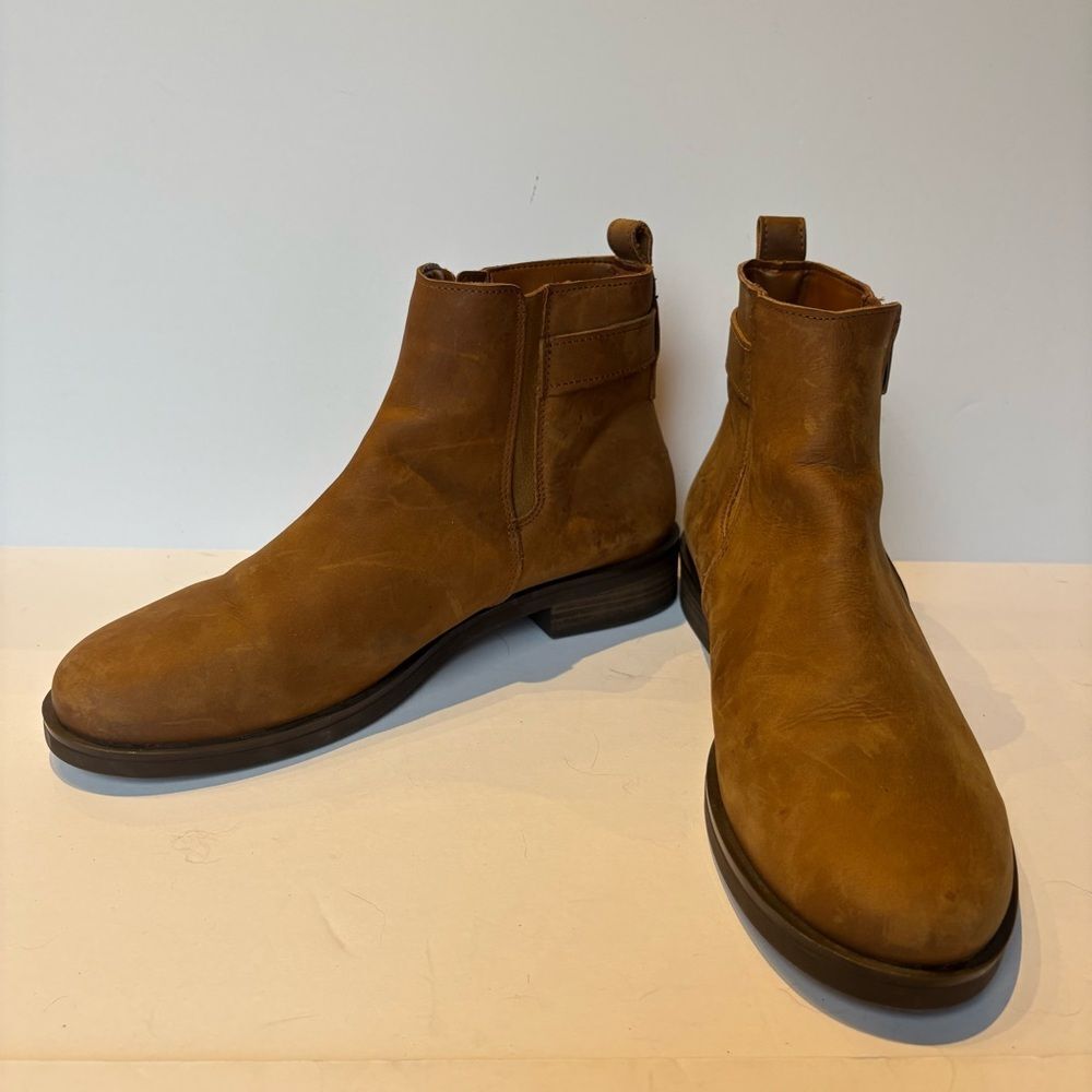 Clarks Women's Brown Leather Ankle Boots Side zip Size 9 1/2M